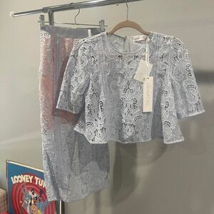 Alice McCall light blue lace set Come away top + Florence skirt